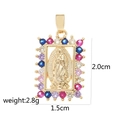 Gold rectangular Mary pendant with colorful zircon stones, height 2.0cm, weight 2.8g - Colorful Zirconia Rectangle Virgin Mary D2010JC