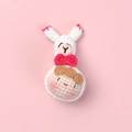 Handmade knitted bunny doll pendant with pink bow and soft white yarn texture - MENGSI White Alpaca Dumpling