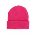 Berretto in maglia acrilica rosso rosa tinta unita con risvolto classico per l'inverno - Taglia unica(56-58cm) / Rosa Rosso