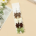 Five-piece set of solid color swallowtail bow hair clips in neutral earth tones - White Brown Beige Dark Brown Green Mixed (#17)