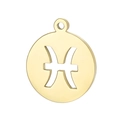 Polished gold circular Pisces zodiac constellation pendant with hollow cutout design - Gold Pisces (KLJ4472-Z)