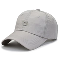 Grey quick-dry baseball cap with letter C embroidery on a neutral white background - Adjustable / Light Gray