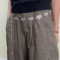 Vintage silver heart-shaped link waist chain with embossed patterns on dark trousers - Vintage Heart / Antique Silver