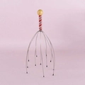 Handmatige hoofdmassager met rode handgreep en staaldraden voor de hoofdhuid - Rood