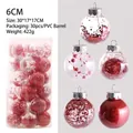 30er Set 6cm Weihnachtskugeln mit roten Pailletten, Bändern und klarem Füllschmuck - 6cm 1 Eimer (30 Bälle) / Rot