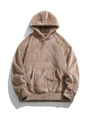 Coffee brown polar fleece hoodie with warm kangaroo pocket and ribbed cuffs - S / Khaki