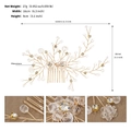 Peineta dorada para novia con cristales transparentes y pedrería para estilo de boda - Dorado (HS-J6922G)
