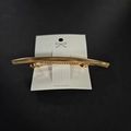 Minimalist gold long metal hair clip with spring closure on a white card display - 1003-1 Gold Curved Brushed