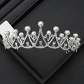 Couronne de mariée élégante en argent avec strass scintillants et perles sur un support noir - 5# Style Double Cygne Strass Perle (Argent)