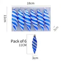 Set van 6 blauwe en zilveren spiraalvormige ijspegel kerstboomversieringen - Blauw