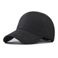Gorra de béisbol clásica de algodón negro con diseño de 6 paneles y visera curva deportiva - Negro