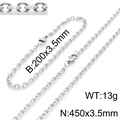 Silver stainless steel cable chain set with necklace and bracelet featuring lobster clasp - 3.5mm Width/20cm Bracelet / Steel