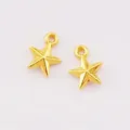 DIY gold alloy solid star pendants for necklaces and bracelets, size 11x8x3mm - XK3109# Gold