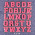 Pink chenille embroidery A-Z letter patches with gold sequins and 5.5cm height - 5.5cm 26pcs Letter Set