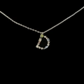 Silver letter D necklace with colorful zircon stones on a delicate chain - Letter D / Silver