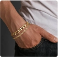 Close-up of golden Cuban and rope link chains worn by male model for a modern look - Style 4 / 18cm