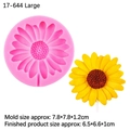 Pink sunflower silicone mold with finished yellow flower model for cake decorating - 17-644 Large / Pink