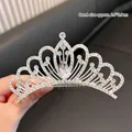 Silver crown hair comb with white rhinestones for girls, style 10, size 6.6x5.9cm - #10 Magnificent Crown Comb