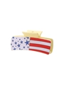 Detail shot of a yellow rectangular claw clip with a US flag pattern on a white background - National Flag Pattern A