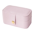 Portagioie portatile in pelle PU viola chiaro con finitura a trama e bottone d'oro - Tipo standard / Rosa Perlato Migliorato