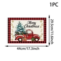 Detail view of a 44x29.5cm Christmas table mat with red truck and snowflake pattern - 1 Piece