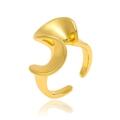 Minimalist geometric 18K gold plated open ring with a sculptural twisted leaf design - Sculptural Twisted Leaf Ring (J-1385)