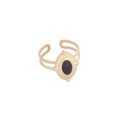 Bague réglable dorée avec pierre ovale noire et gravure soleil style bohème - Style pierre précieuse ovale noire avec motif soleil (11#)