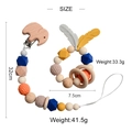 Baby pacifier clip and rattle set with wooden elephant, crochet beads and silicone feathers - Elephant Style Set