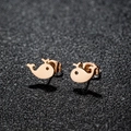 Polished rose gold whale stud earrings in stainless steel for women with stud backs - 275 Rose Gold (Whale)