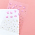 Pink flower gem stickers and iridescent round rhinestones for fairy eye makeup looks - Pink Flower Heart Gems (BJA-646)