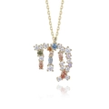 Gold s925 silver necklace featuring a Virgo zodiac pendant with colorful cubic zirconia - Virgo / 925 Silver