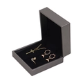 Gray brushed leather jewelry box with black interior displaying necklace and ring set - Silver-gray; Three-piece Set Box 9×9×4cm