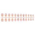 Uñas postizas degradadas rosa con flores 3D y puntas francesas amarillas pack de 24 - 24 Piezas/Tira / Flor Rosa En Tira (G1-14198)