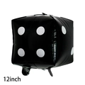 Black 12-inch dice foil balloon with white dots for casino theme party decoration - 12 Inch Black Dice