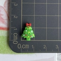 Detailed view of a mini resin Christmas tree charm on a grid mat showing 2cm height - 13-Colorful Dots Christmas Tree
