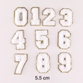 Set di dieci numeri 0-9 in ciniglia bianca da 5,5 cm con bordo dorato glitterato DIY - 5,5cm/Bianco/Set di Numeri 0-9