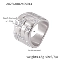 Anello in acciaio al titanio dorato con agata geometrica e diamante ceco - US 6 / Stile a Trama Intrecciata Argento (A823)