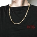 Detail van een 5mm brede en 55cm lange gouden roestvrijstalen Cubaanse schakelketting - ZJ5136-5mm 55cm Gouden Cubaanse Schakelketting