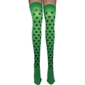 Green over-the-knee socks with large black polka dots and comfortable elastic cuffs - One Size / Green Socks with Black Dots