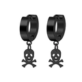 Matte black titanium steel earrings featuring unique skull head charms in a pair - Style 4 (Skull Pendant) / Black
