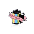 Retro film roll enamel pin with memory ribbon, colorful vintage camera accessory style - Memory Film