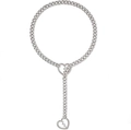 Silver stainless steel heart lock Cuban link chain necklace with broken heart pendant - Heartbroken Silver 8mm 63cm