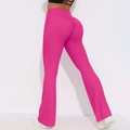 Roze yoga broek met hoge taille, uitlopende pijpen en een scrunch butt lift effect - S / Drakenvrucht