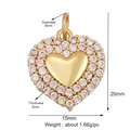 Mikropavé-Herzanhänger in Goldoptik mit weißen Zirkonia-Kristallen besetzt - L252636-Goldener Zirkon Herz