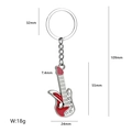 Silver and red guitar keychain with heart headstock and white rhinestones detail - Diamond Guitar Style / Red