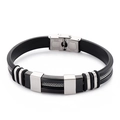 Herren Silikonarmband in Schwarz mit Edelstahl-Mesh-Einsatz und sicherem Faltverschluss - 21cm Schwarz (KB148661-WGLC)