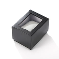 Elegant black rectangular watch box with transparent window and white pillow - 10*7.5*7cm / Windowed Black