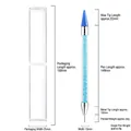 Detailed view of dual-ended acrylic nail dotting tool with blue wax tip and crystals - Light Blue