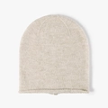 Winter chunky knit beanie hat in oatmeal cream white with stylish rolled edge finish - One Size / Beige