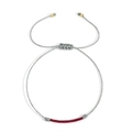 Handmade gray and red braided rope bracelet with golden beads and adjustable sliding knot - Matte Red Tube Beads / Gray